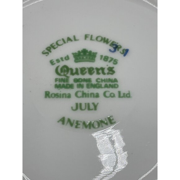 Queens Special Flowers Fine Bone China Cup & Saucer Anemone July Design - Picture 2 of 7